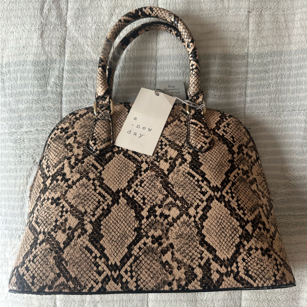 Snake skin tote purse